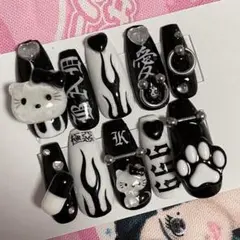 9月限定価格　モノクロ♡ネイルチップ