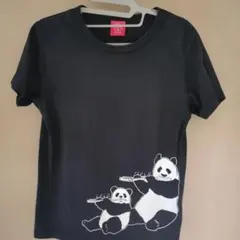 OJICO パンダ 笛 半袖Tシャツ ブラックのサムネイル