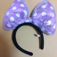 ディズニー ミニーマウス 紫 水玉 リボンカチューシャ