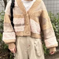 カーディガン　ニット　セーター　配色ニット　トップス　カラーニット