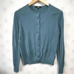 ☆ユニクロ エクストラファインメリノクルーネックカーディガン グリーン М☆