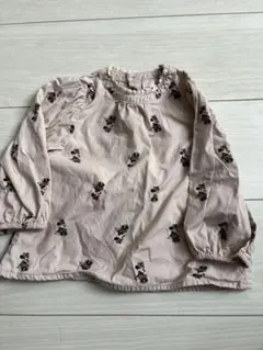 petit main ミッキー柄 ベージュ長袖シャツ 80