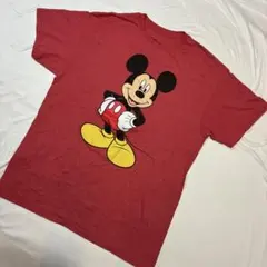3762] USA古着 Disney Tシャツ半袖 赤 L ミッキー ディズニー