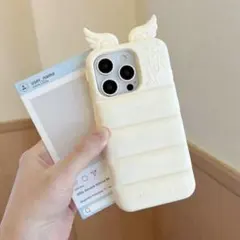 iPhoneケース ホワイト　iPhone14 天使　羽付き　韓国　Y2K