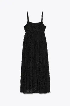ZARA ブラック フリルキャミワンピース ロング