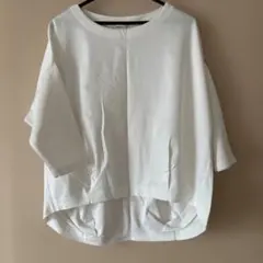 アーバンリサーチDOORS★コットンポンチタック7分袖プルオーバー/ホワイト