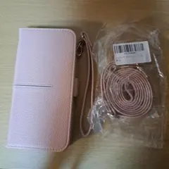 ピンク 手帳型スマホケース ストラップ付き
