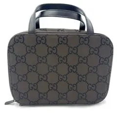 GUCCI GGキャンバス　ポーチ　バニティバッグ　ハンドバッグ　ブラウン