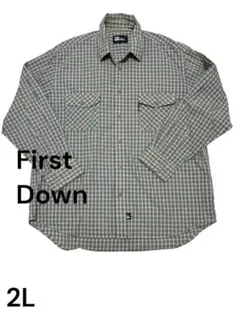 美品　First Down チェック柄長袖シャツ 2Lのサムネイル