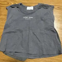 グレー Tシャツ レース付き 肩部