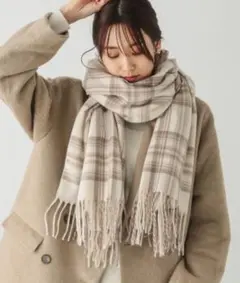 グローバルワーク 静電軽減 マフラー ストール ショール 柄 ベージュ チェック