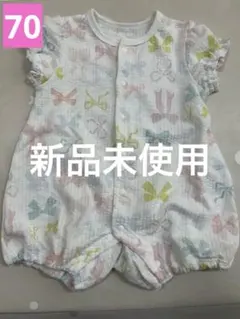 【新品未使用】リボン柄ロンパース 70サイズ