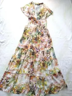ザラ☆ZARA☆ロングワンピース☆ティアード☆マキシワンピ☆花柄☆ボタニカル