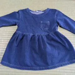 デニムブルー 長袖ワンピース