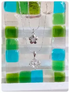 NEW‼️キュービックジルコニアのフラワー 2連ネックレス