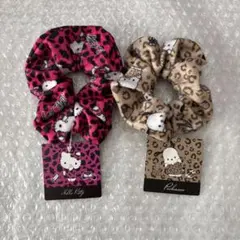 Sanrio ハローキティ　ポチャッコ　シュシュ　ヒョウ柄　ふわふわ　ピンク