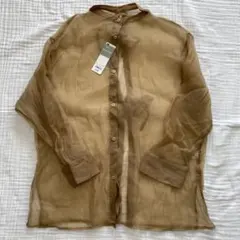 GU シアーバックリボンシャツ　長袖