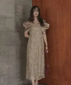 チュールフリルボレロペイントマーメイドワンピースドレス結婚式二次会