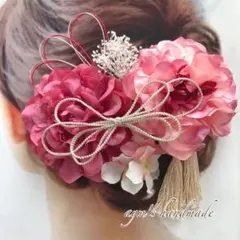 ローズピンク〜和装髪飾り〜結婚式　成人式　卒業式　振袖　袴　ヘアアクセサリー