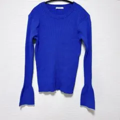 Discoat リブ袖フレアパイピングプルオーバー　ブルー