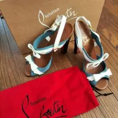 一度使用のみサイズ36Christian Louboutin 青と白 サンダル