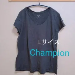 Champion グレー Vネック Tシャツ Lサイズ