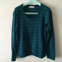 値下げ ☆ グリーン ボーダー ニット セーター 46 M 緑MK 春 秋 冬