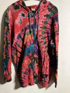 【タイダイ柄好き必見！！】 タイダイ柄 ジップアップ パーカー 赤