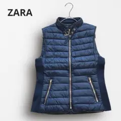 Y7456＊ZARA ダウンベスト 軽量 ライトアウター ネイビー XS