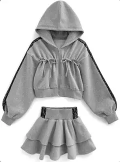 GRL リボンパーカー×ミニスカートスウェットセットアップ[pm598]