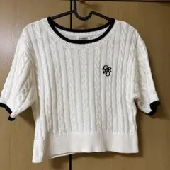 INGNI ケーブル編み 半袖セーター ホワイト