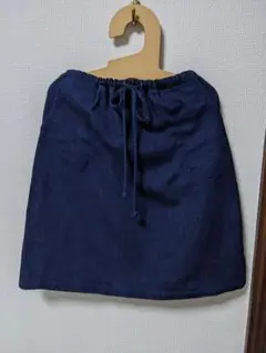 濃紺やや厚手 デニムスカート ウエスト調節可能120cm 130cm位　匿名配達