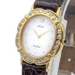 新同品 セイコー SEIKO エクセリーヌ ネイビーシェル付 腕時計 箱 706