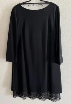 美品　日本製　ROPE ボートネックワンピース　ブラック　サイズ38