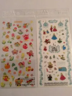 ぷくぷく　シール　カラフルシールセット　花・プリンセス　2枚セット