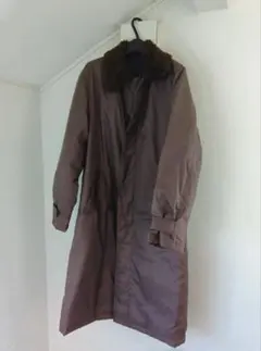 ブラウン ステンカラーコート ファー付き　脱着可
