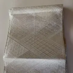 シルバー 幾何学模様 袋帯