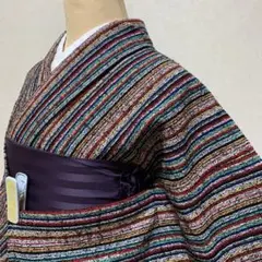 単衣着物　カラフルストライプ