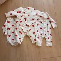 プチバトーのハートロンパース3点セット