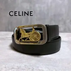 希少 CELINE セリーヌ ベルト 馬車金具 ブラック ゴールド ヴィンテージのサムネイル