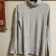 ストライプ タートルネック 長袖 トップス　ユニクロ　XL カットソーレディース