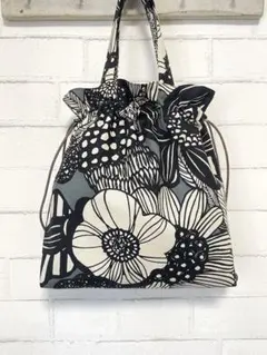 北欧花柄巾着トートバッグ　ハンドメイド