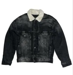 DIESEL 黒 グレー ボア襟 デニムボアジャケット