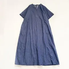 美品 ブルックスブラザーズ 開襟 オープンカラーリネンシャツワンピース 2 紺 美品 ブルックスブラザーズ 開襟 オープンカラーリネンシャツ