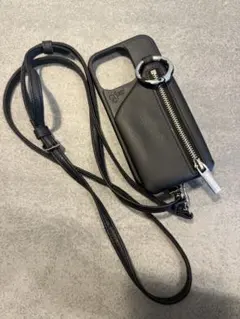 16pro ajew ブラックレザー ケースとストラップ付き