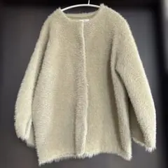 NOAHL ノーカラージャケット　シャギーコート　グレージュ