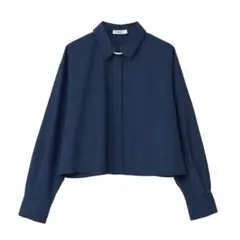 earth music&ecology パールネックレス付ブラウス 紺