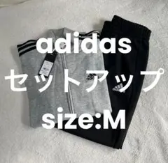 アディダス　3本ライン　ジャージ　メンズ　M　上下セット　グレー　セットアップ