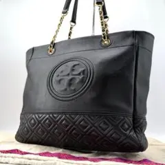良品✨トリーバーチ 肩掛け A4 トートバッグ チェーン キルティング 黒