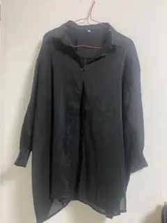 即購入OK!シアーシャツ L 黒 長袖 オーバーサイズ チュニック丈